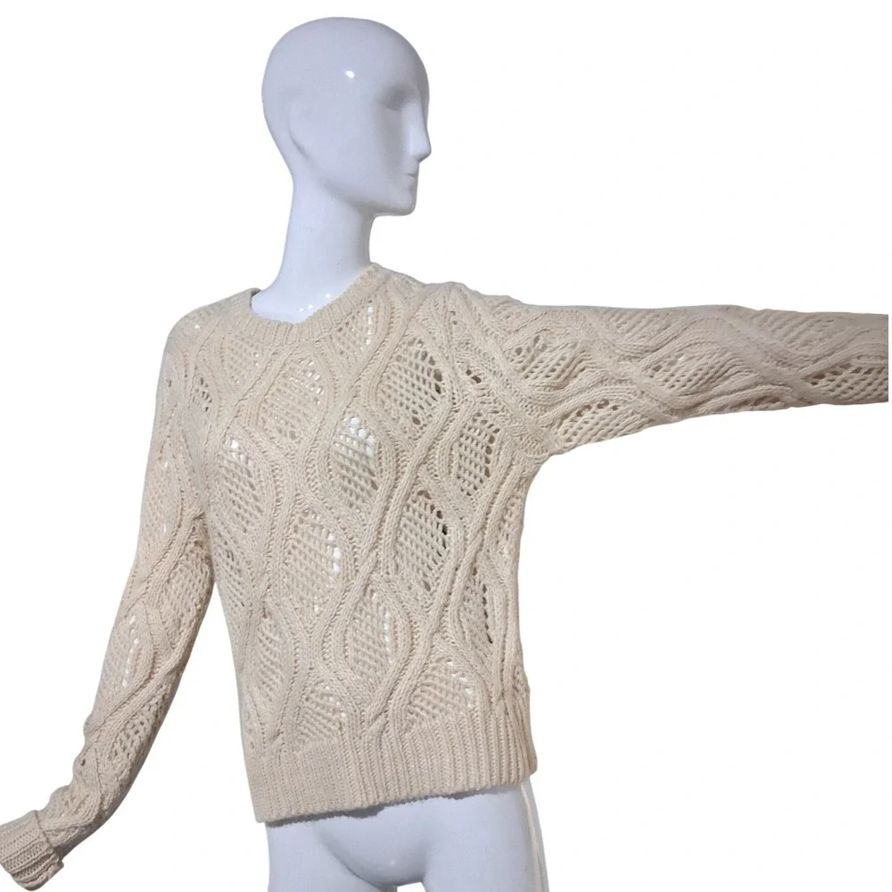 Forever 21+ Womens size 1X Chunky  Open knit Crew Fisherman Grandpa Cozy Sweater